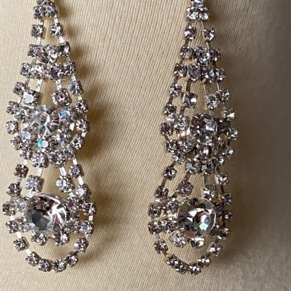 Silver and Crystal Drop Earrings - Picture 1 of 3